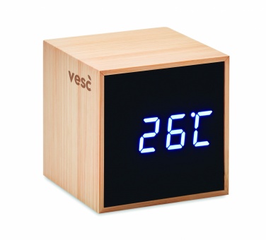 Logo trade promotional products image of: LED alarm clock bamboo casing Dortmund